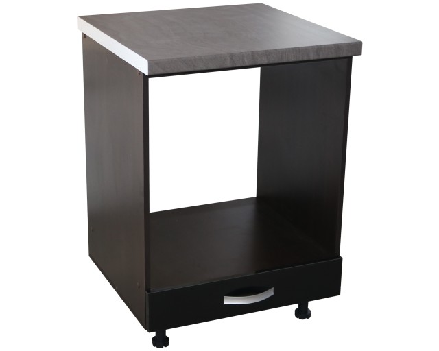 Corp pentru cuptor incorporabil cu sertar Zebra, Wenge/Negru, cu blat beton, 60 x 85 x 60 cm